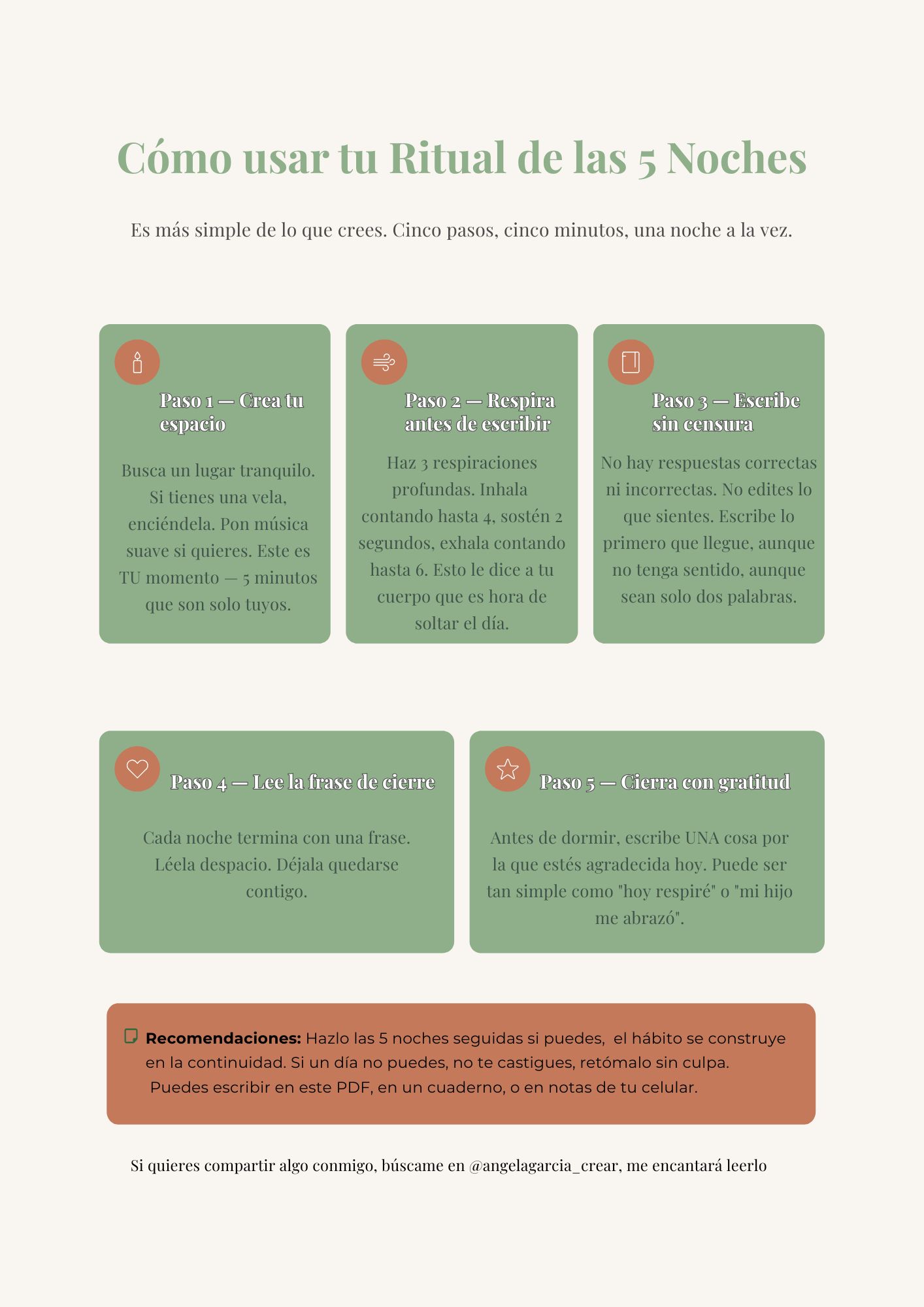 Página: cómo usar tu ritual de las 5 noches